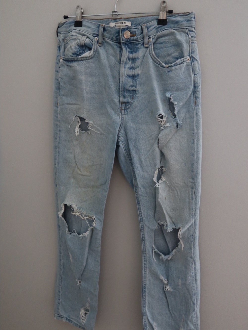 Forever 21 Light Blue Distressed Skinny Jeans